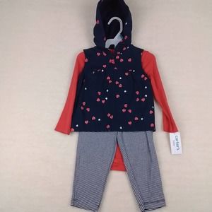Carter's Baby 3 Piece Set Size 24mo in Red White Blue w/‎ Hearts